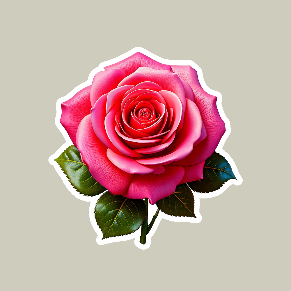 Pink Rose Flower Sticker