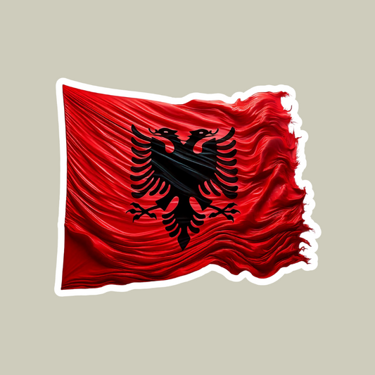 Albania themed t-shirt front view, Albanian heritage apparel design.