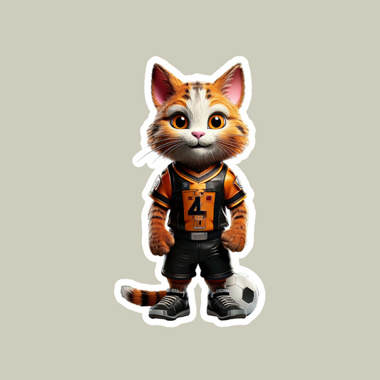 Cat Soccer Player Sticker