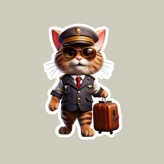 Cat Pilot Sticker