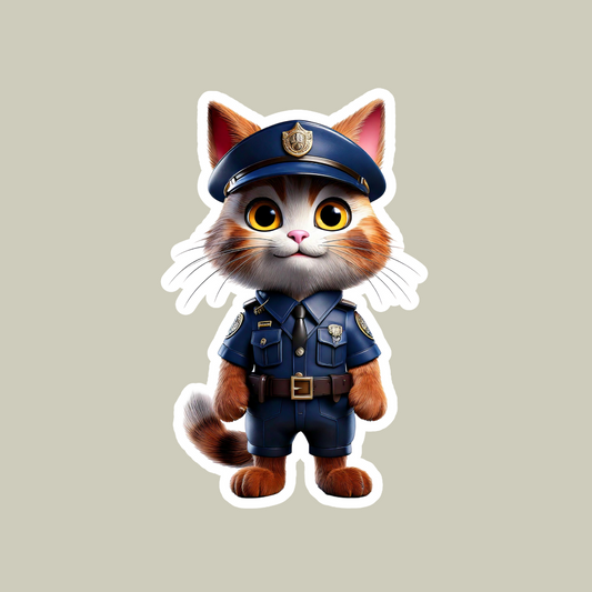 Cat Police Officer Sticker