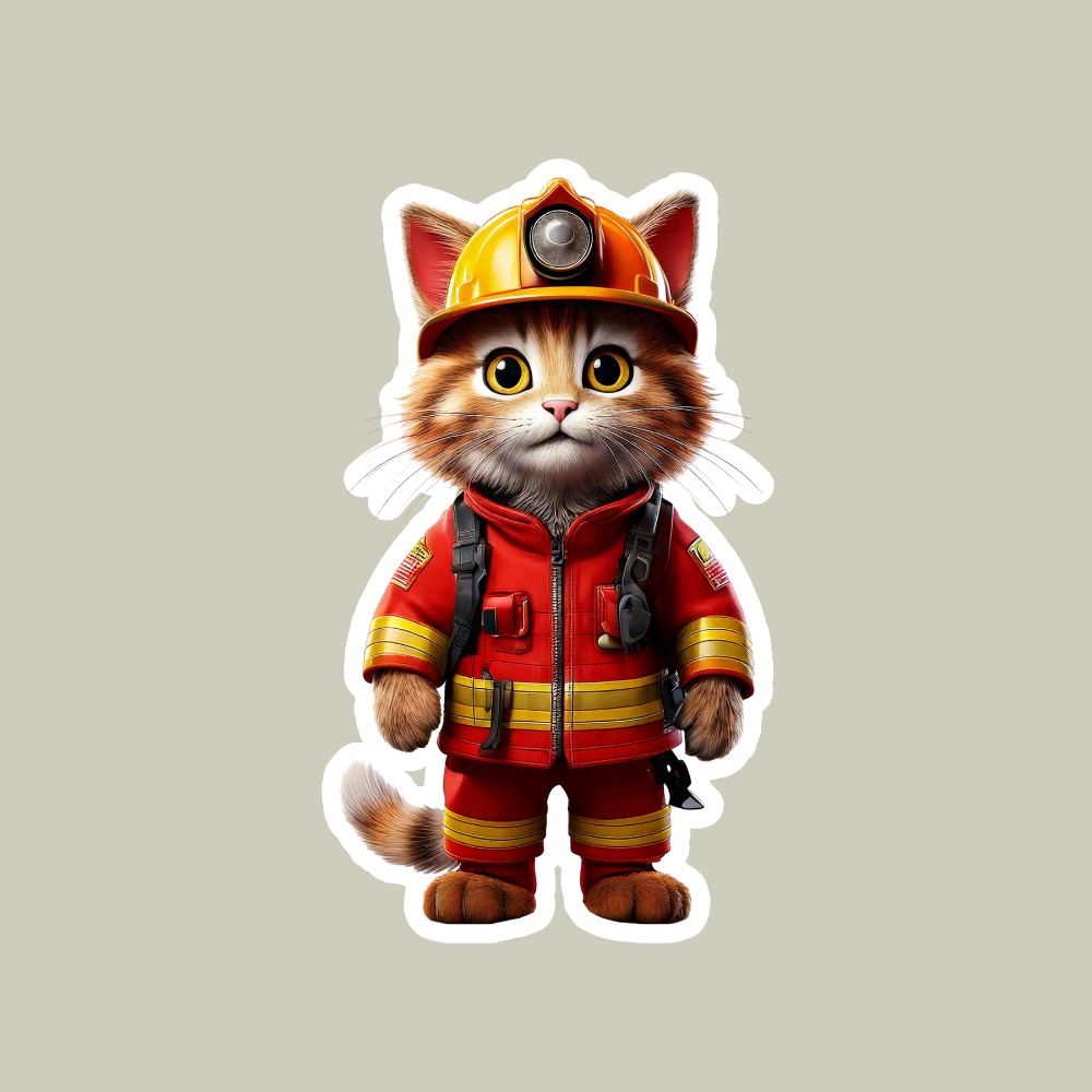 Cat Firefighter Sticker