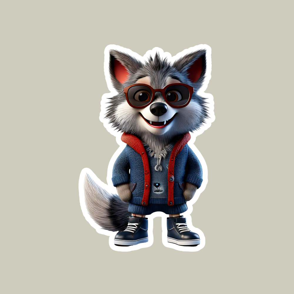 Wolf with Sunglasses Sticker