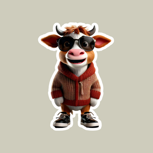 Cow with Sunglasses Sticker