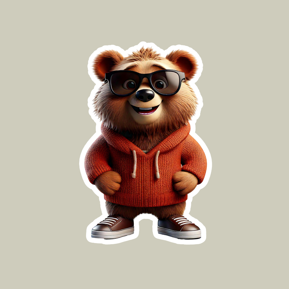 Bear with Sunglasses Sticker