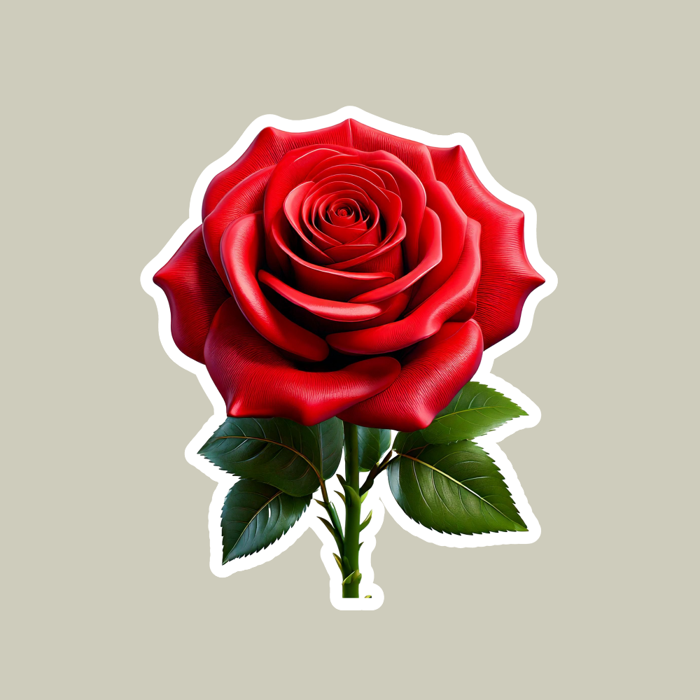 Red Rose Flower Sticker