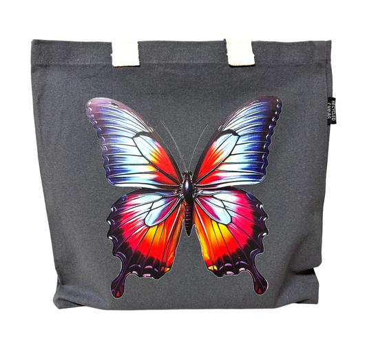 Butterfly Recycled Canvas Flat Tote Bag