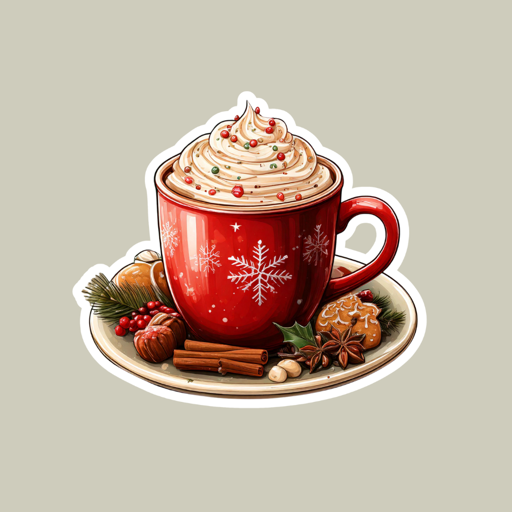 Hot Chocolate Sticker for cozy winter decoration