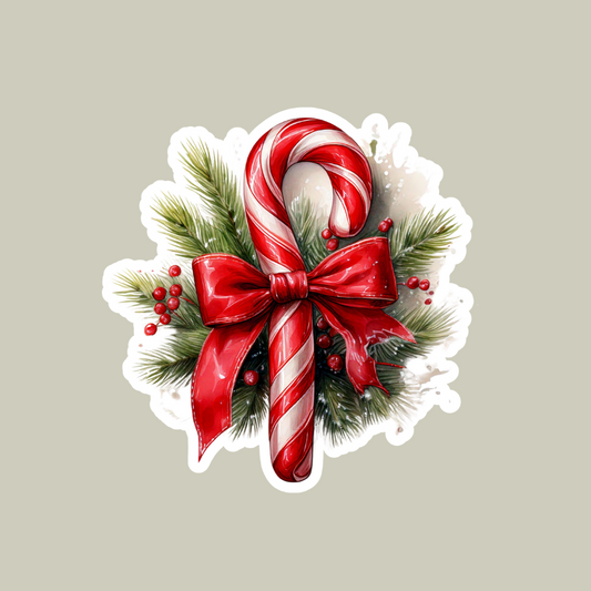 Candy Cane Sticker for festive holiday decoration.