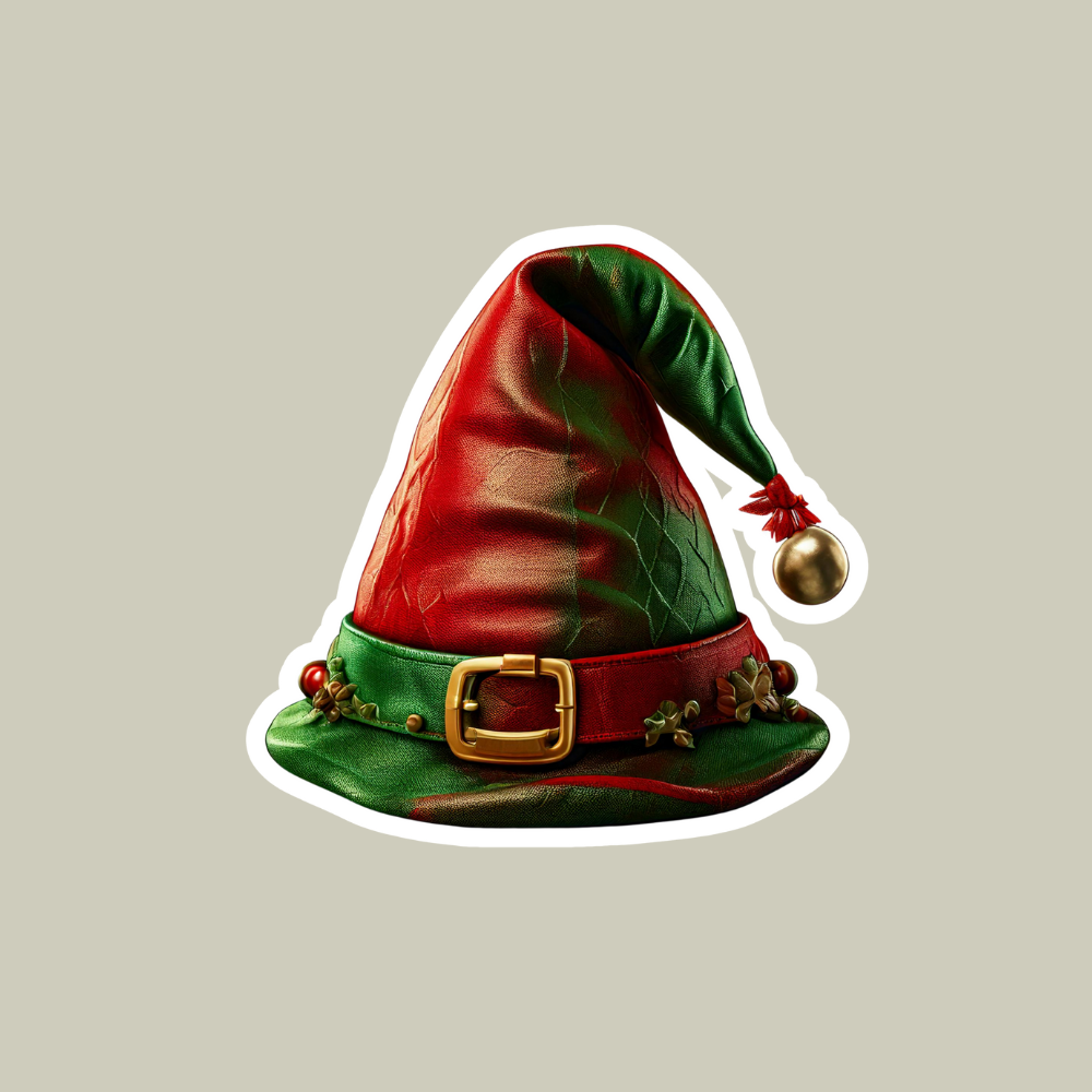 Elf Hat Sticker for festive holiday decoration